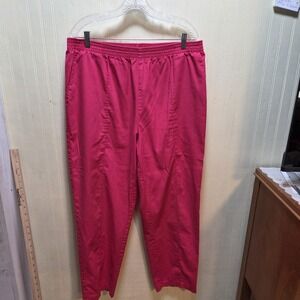 Crest Pants Womens XL Pink Twill Pull On Elastic Waist Tapered Casual Chino